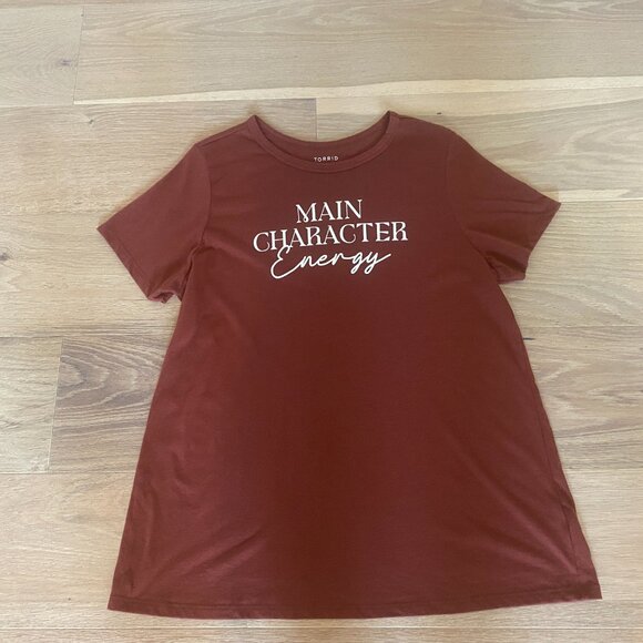 🎉 HOST PICK🎉Torrid Madder Brown Color Main Character Everyday Jersey Crew Tee - Picture 5 of 6